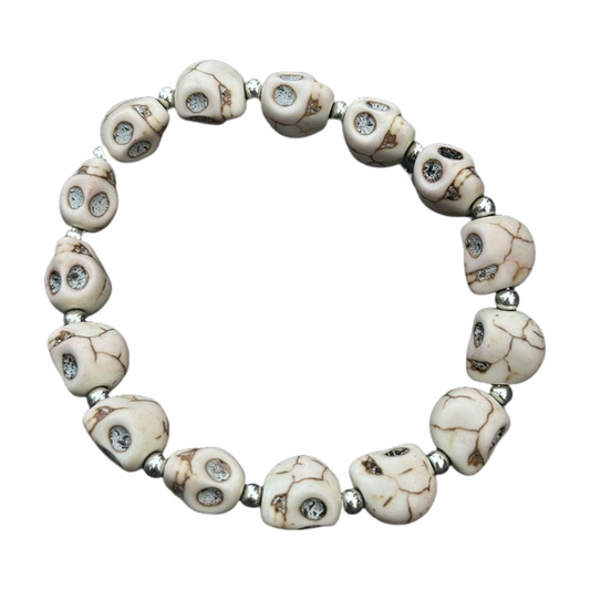 ターコイズスカルビーズブレスレット