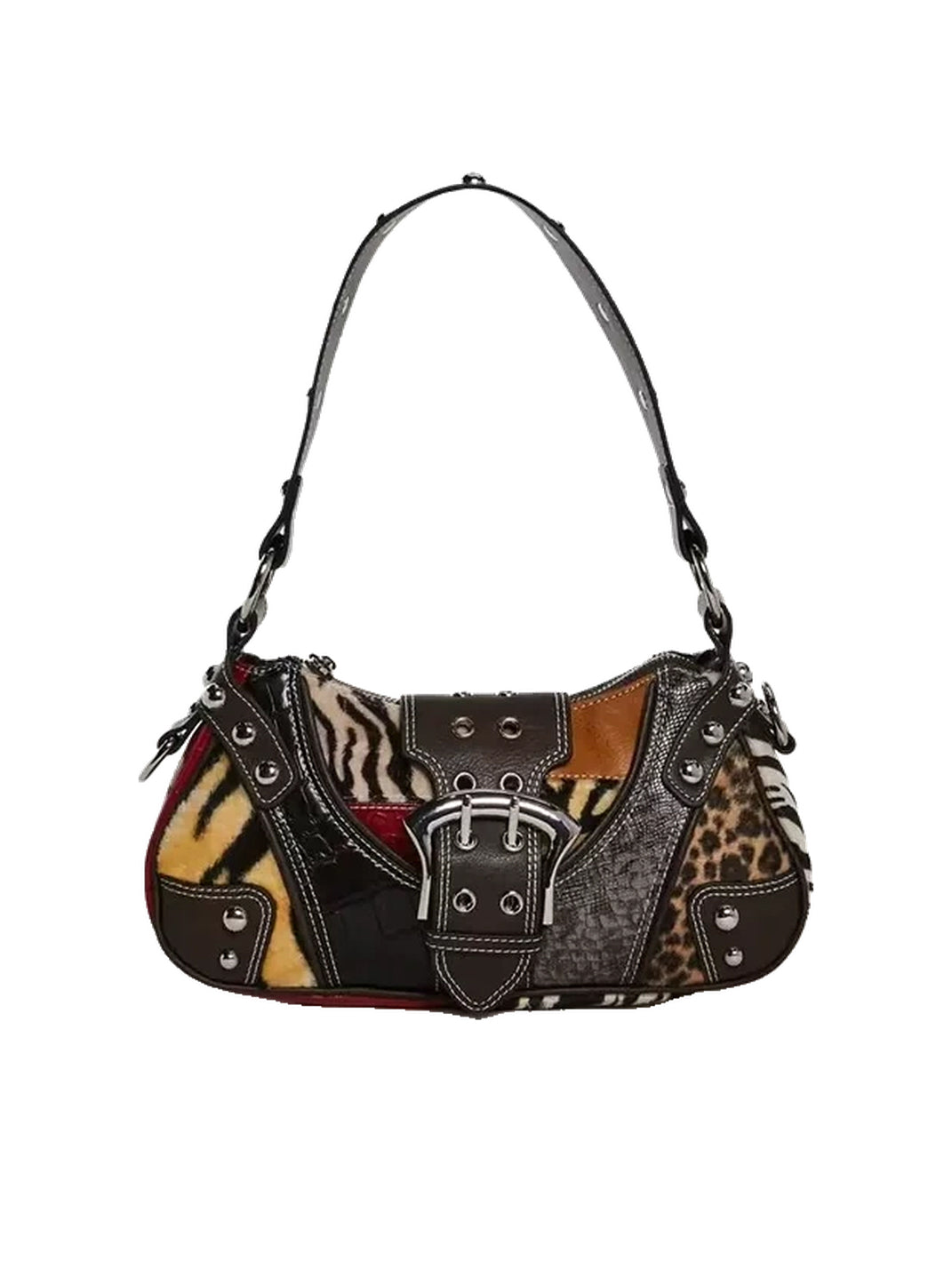 YMYGDGNB Panelled Animal Print Shoulder Bag - Animal Print