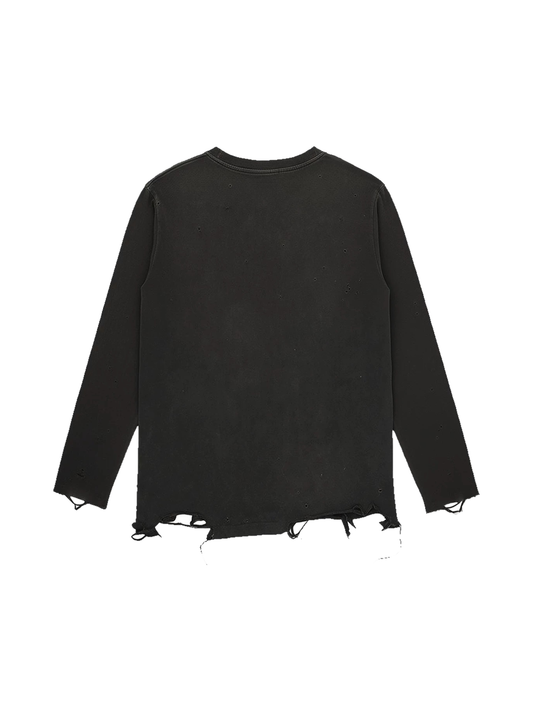 SHIBU Vintage Distressed Gothic Cross Long Sleeve T-Shirt - view 2