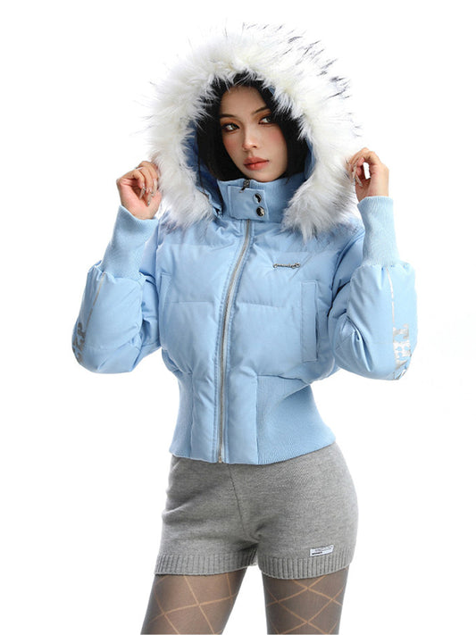 BIGGOLD Removable Fur-Collar Hooded Cotton-Padded Jacket - view 2