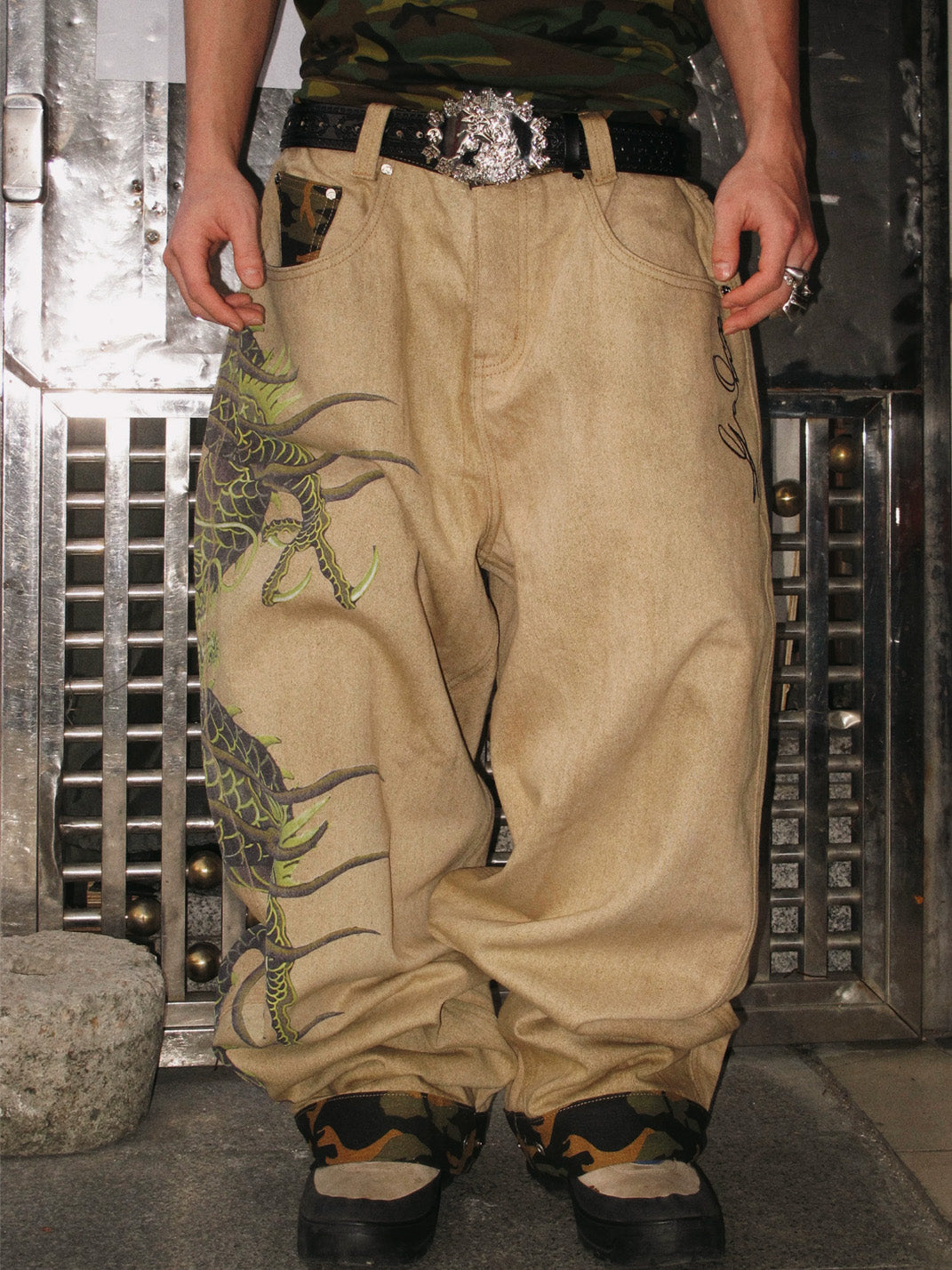 Game one 26FW Camouflage Dragon Wide-Leg Jeans - view 5