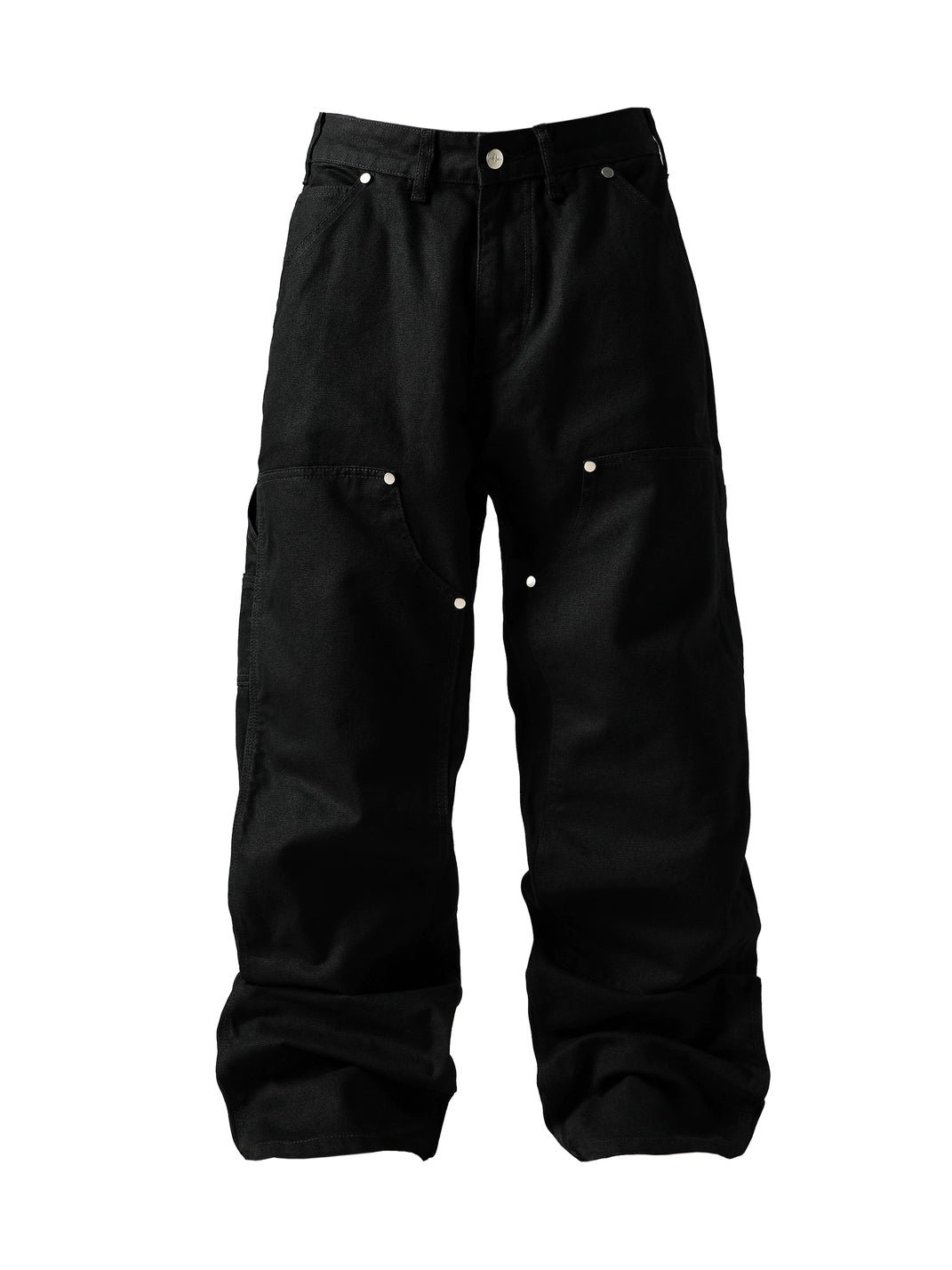 KARMANISTIC Rivet-Trim Loose Straight Leg Cargo Jeans - Black