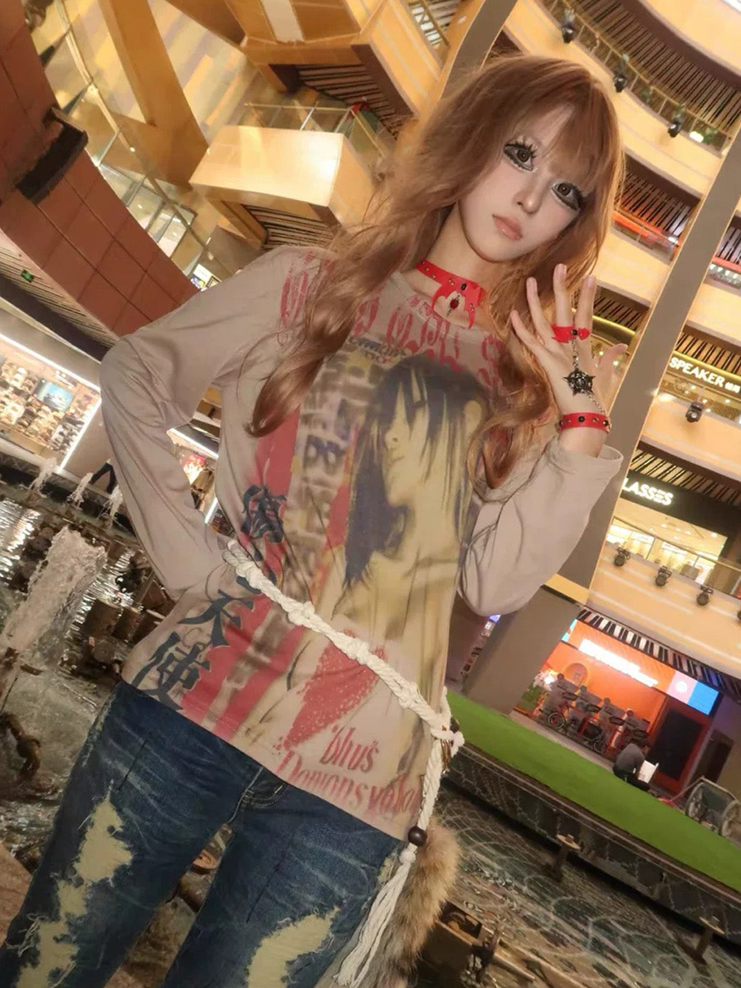 WEBBAR Y2K Manga Style Brown Long Sleeve T-Shirt - view 7