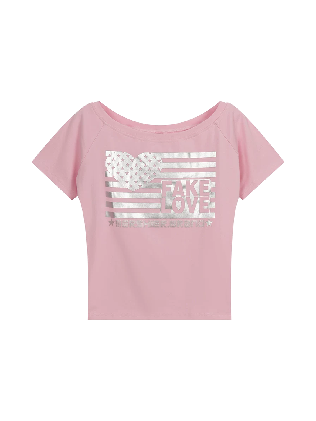 EAHO Letter Graphic Off-Shoulder T-Shirt - view 8