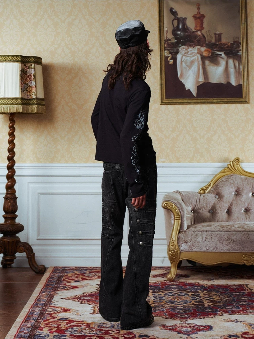 YADcrew Removable Leopard Collar Long Sleeve Polo Shirt - view 9