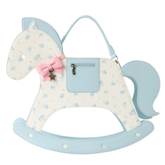 CFIERCE Rocking Horse Crossbody Handbag - blue floral rocking-horse handbag product view