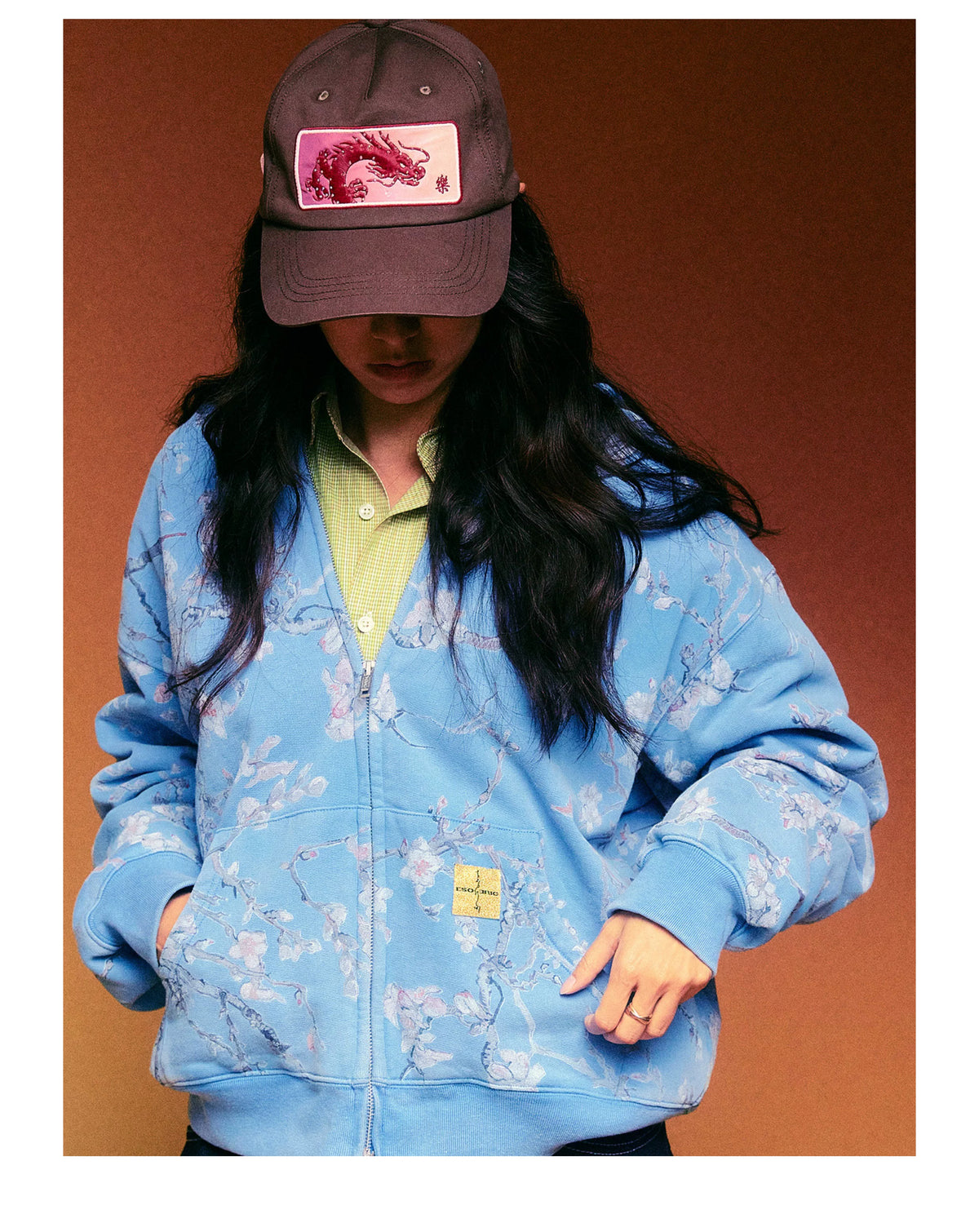 ESOTERIC THING Dragon Patch Baseball Cap - Brown on model front