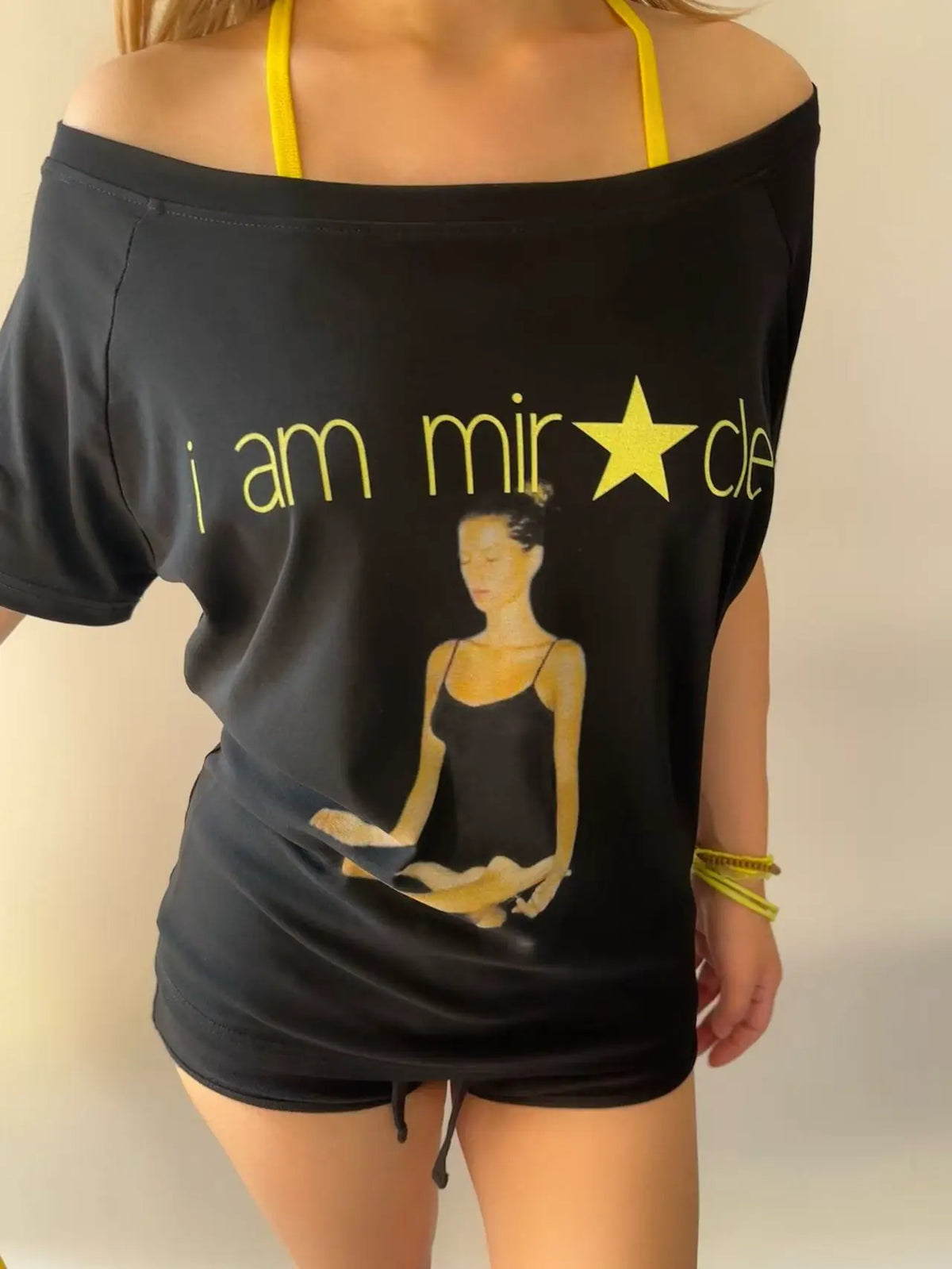 RebelAngel Miracle wide neckline and front print detail