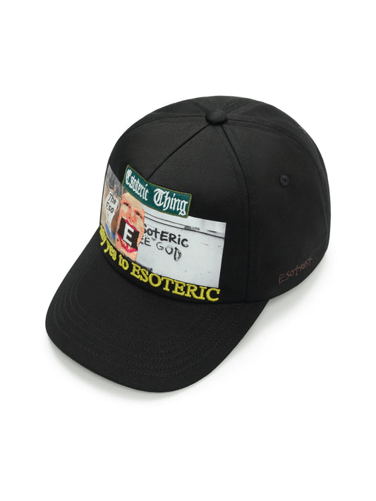 ESOTERIC THING Random Printed Trucker Cap - Black three-quarter front