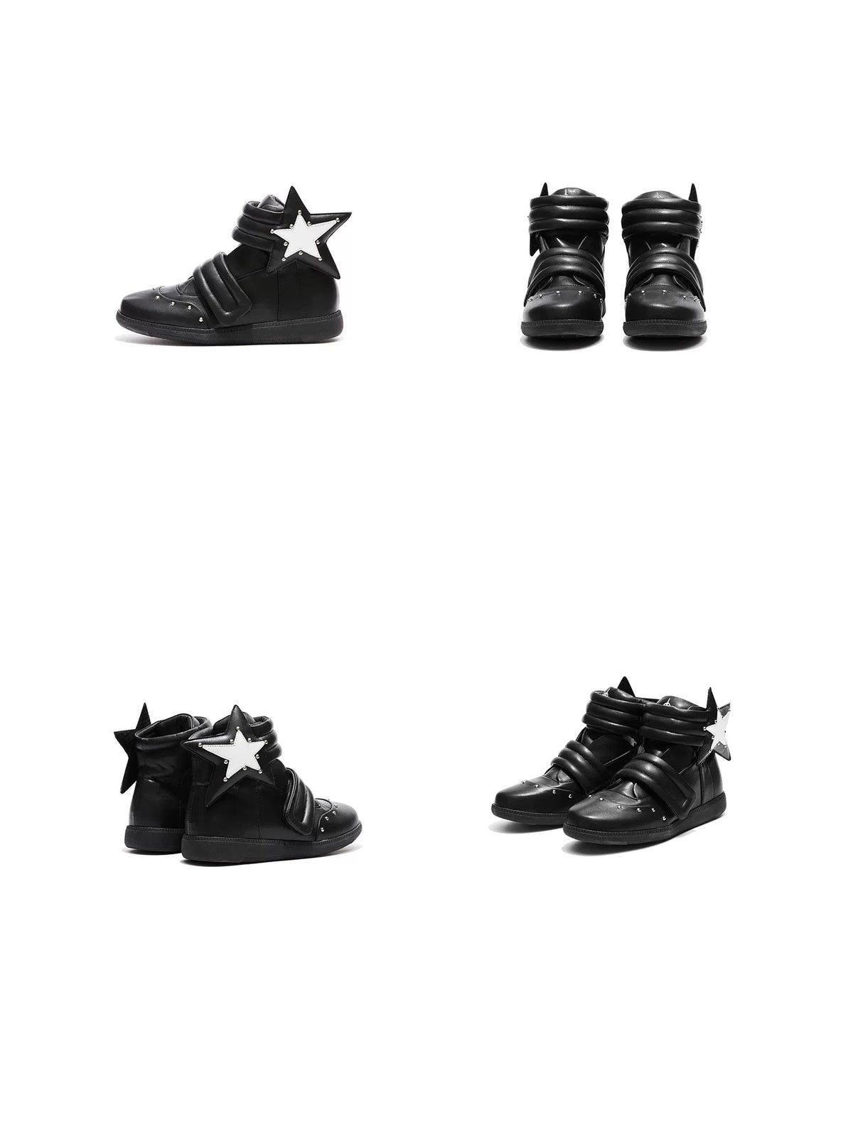 DETW Bootleg Star Studded Velcro High-Top Sneakers - Black multi-angle detail view