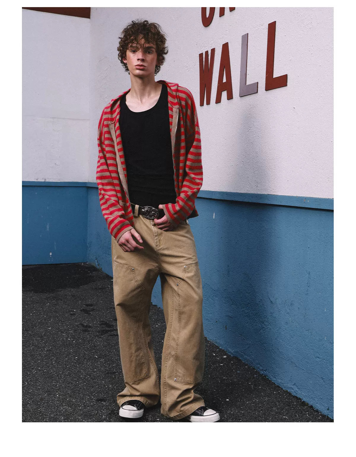 HermitCreate Washed Canvas Double Knee Carpenter Pants - Desert Sand styled look