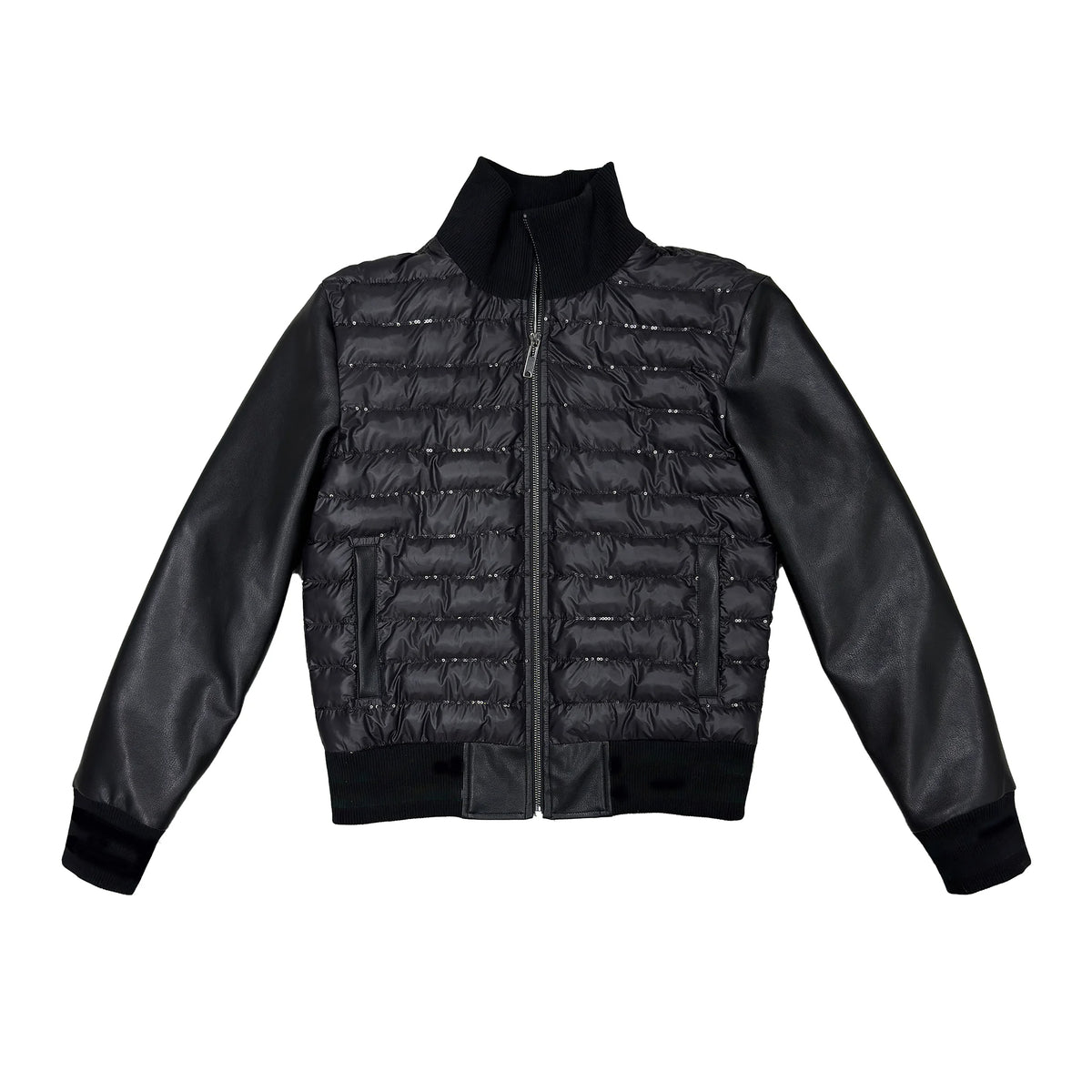 NumbAsia Quilted Panel Zip Jacket - black front