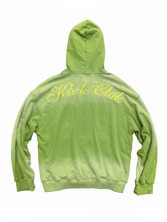 Washed Distressed Pixel Polka Dot Graphic Hoodie - Apple Green back