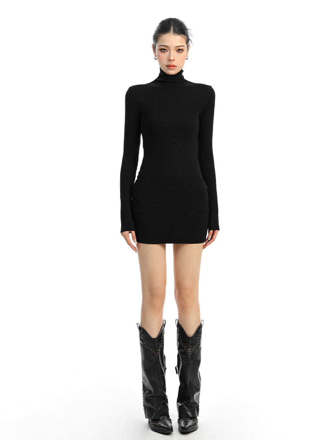 BIGGOLD Mock-Neck Long-Sleeved Bodycon Dress - view 18
