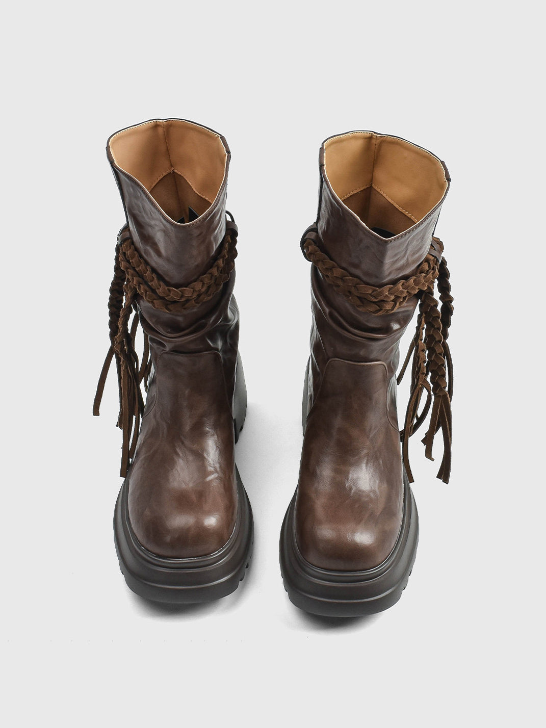 RONGRONG BABY Tassel V-Platform Calf Boots - view 18