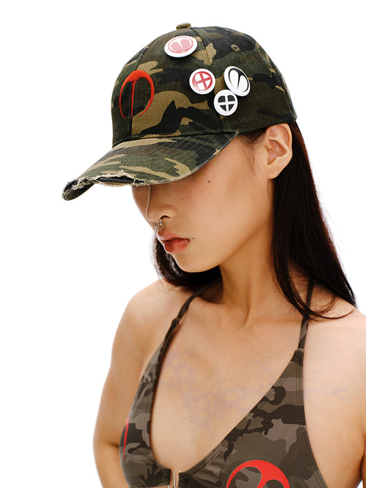 Vintage Camouflage Badge Embroidery Cap
