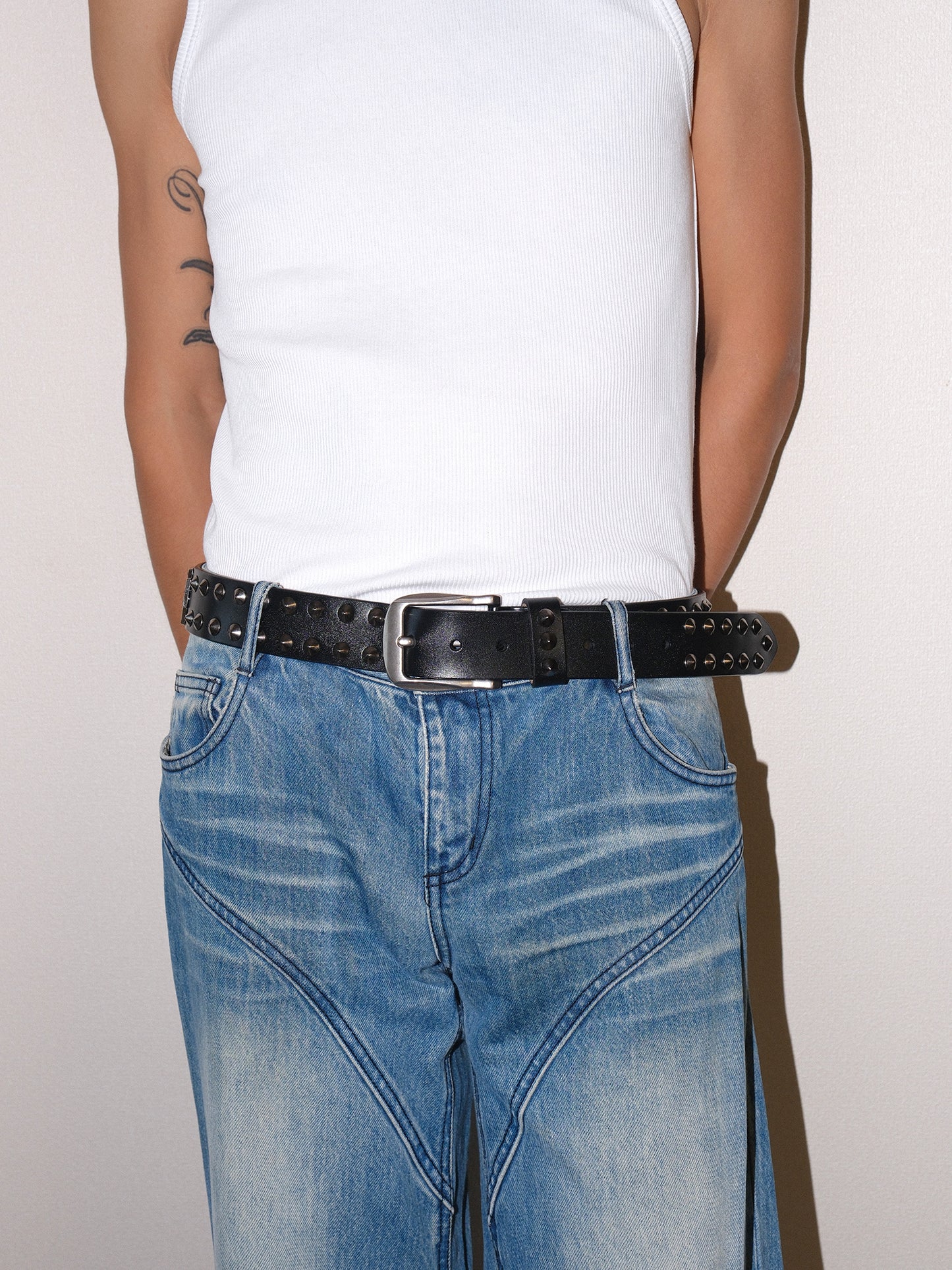 Genuine Leather Cross Rhinestone Studded Belt