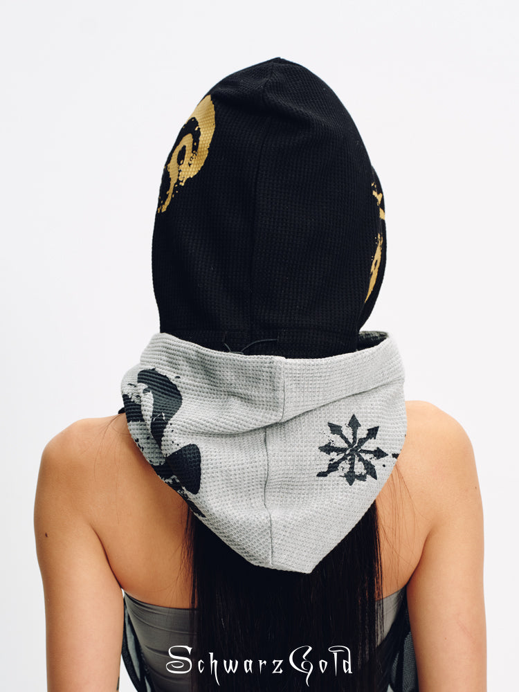 Lucky Symbol Print Contrast Balaclava