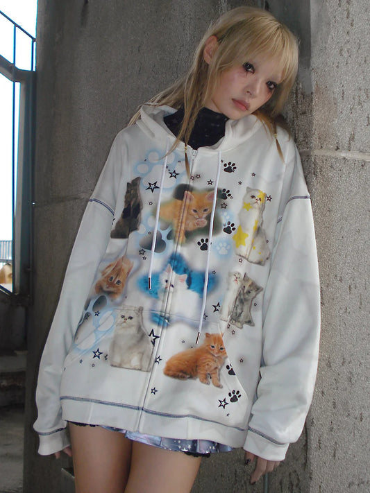 CFIERCE Cat Collage Zip Hoodie - 页面展示主图_1