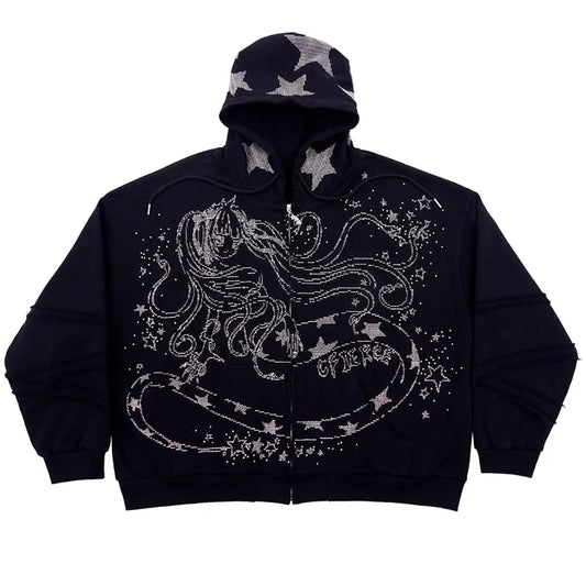 CFIERCE Snake Sorceress Rhinestone Zip Hoodie - view 2