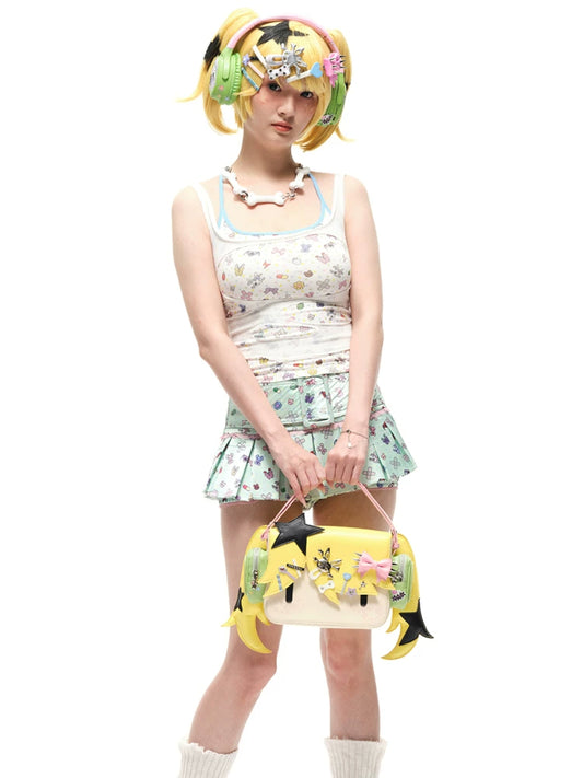 CFIERCE Headphone Girl Crossbody Bag - yellow carried by top handle