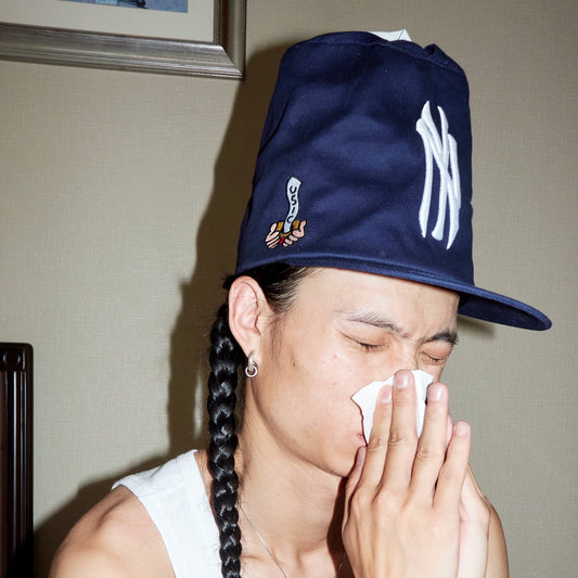 USIC Tissue-Box Embroidered Flat-Brim Cap - worn front detail