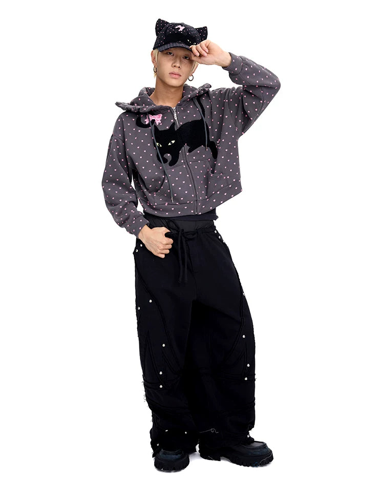 CFIERCE Black Cat-Ear Baseball Cap - full-length model view