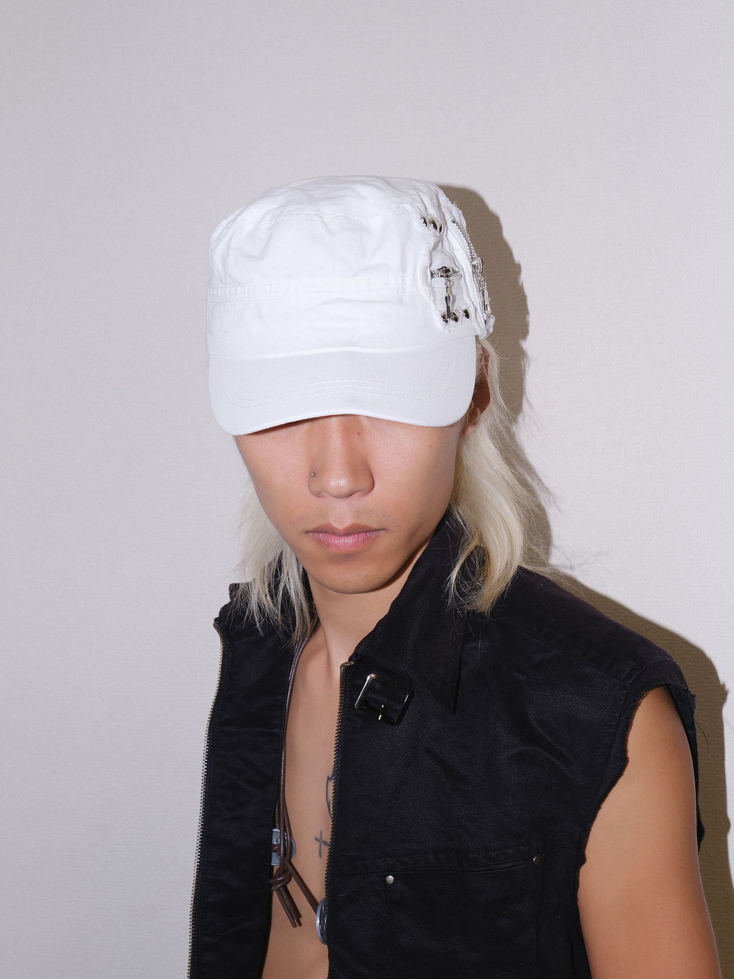 Y2K Metal Zipper Distressed Dad Hat