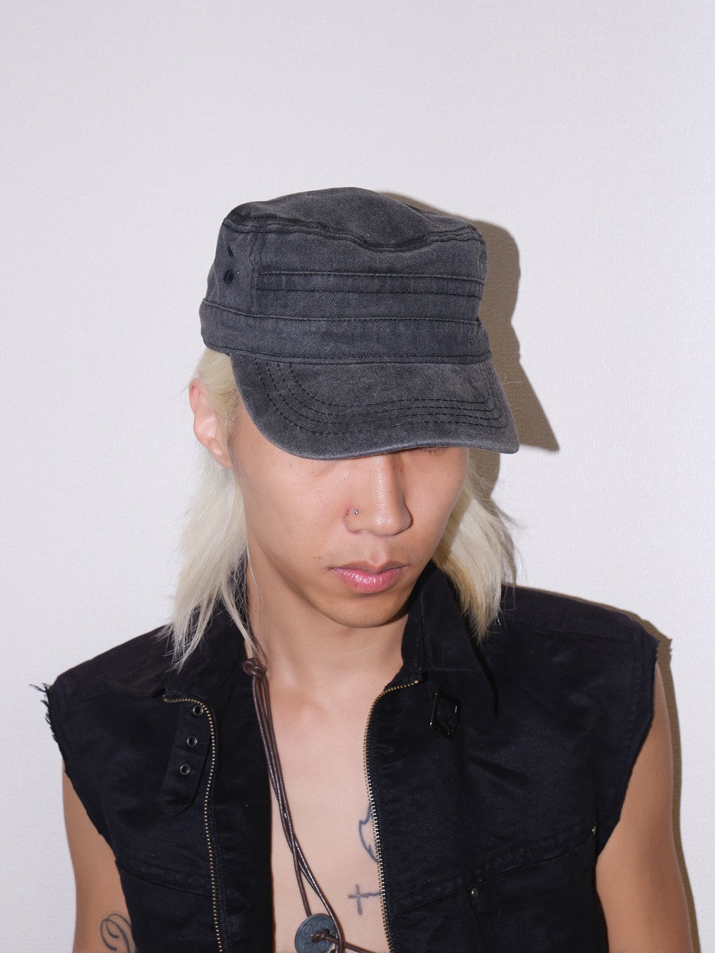 Star Studded Distressed Flat Baseball Cap