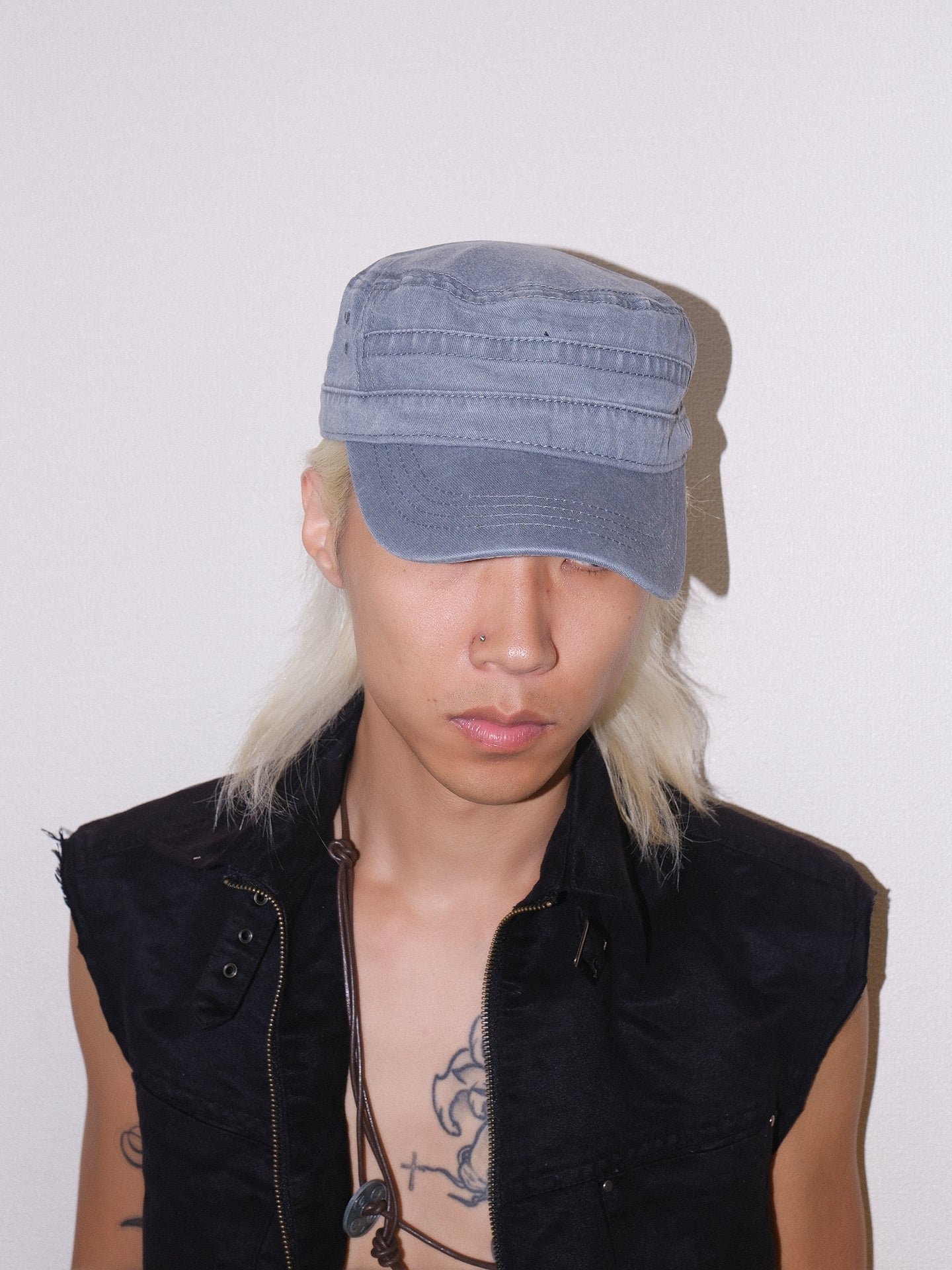 Star Studded Distressed Flat Baseball Cap