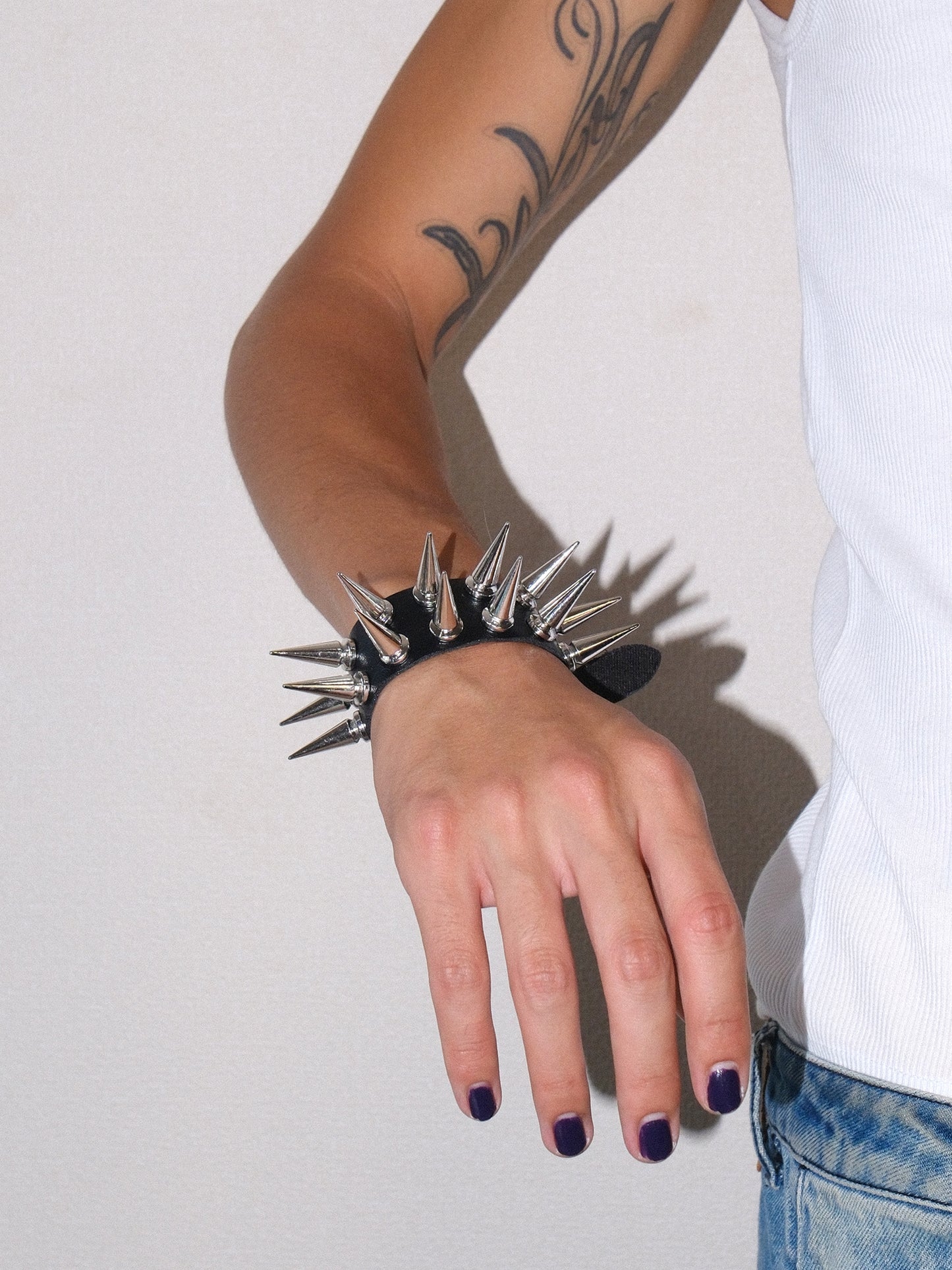 Black Row Spike Studded Bracelet