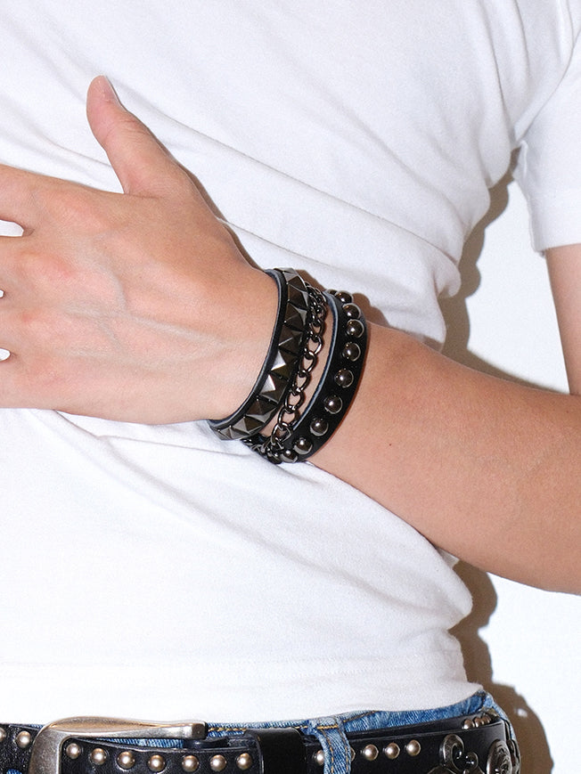 Multi-Layer Studded Leather Bracelet