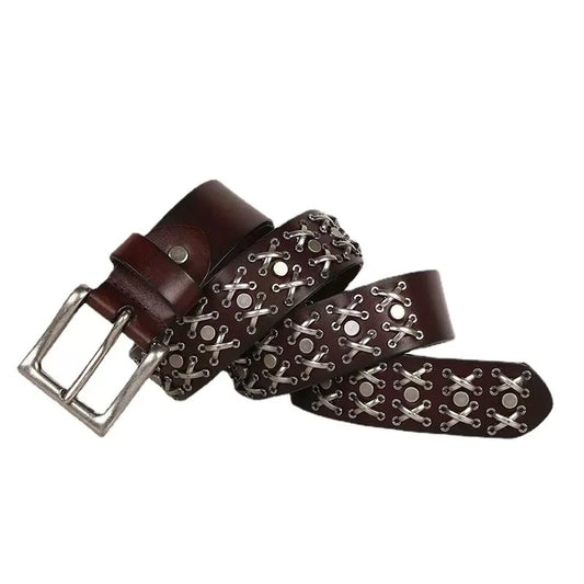 Genuine Leather Thorn Studded Jeans Belt