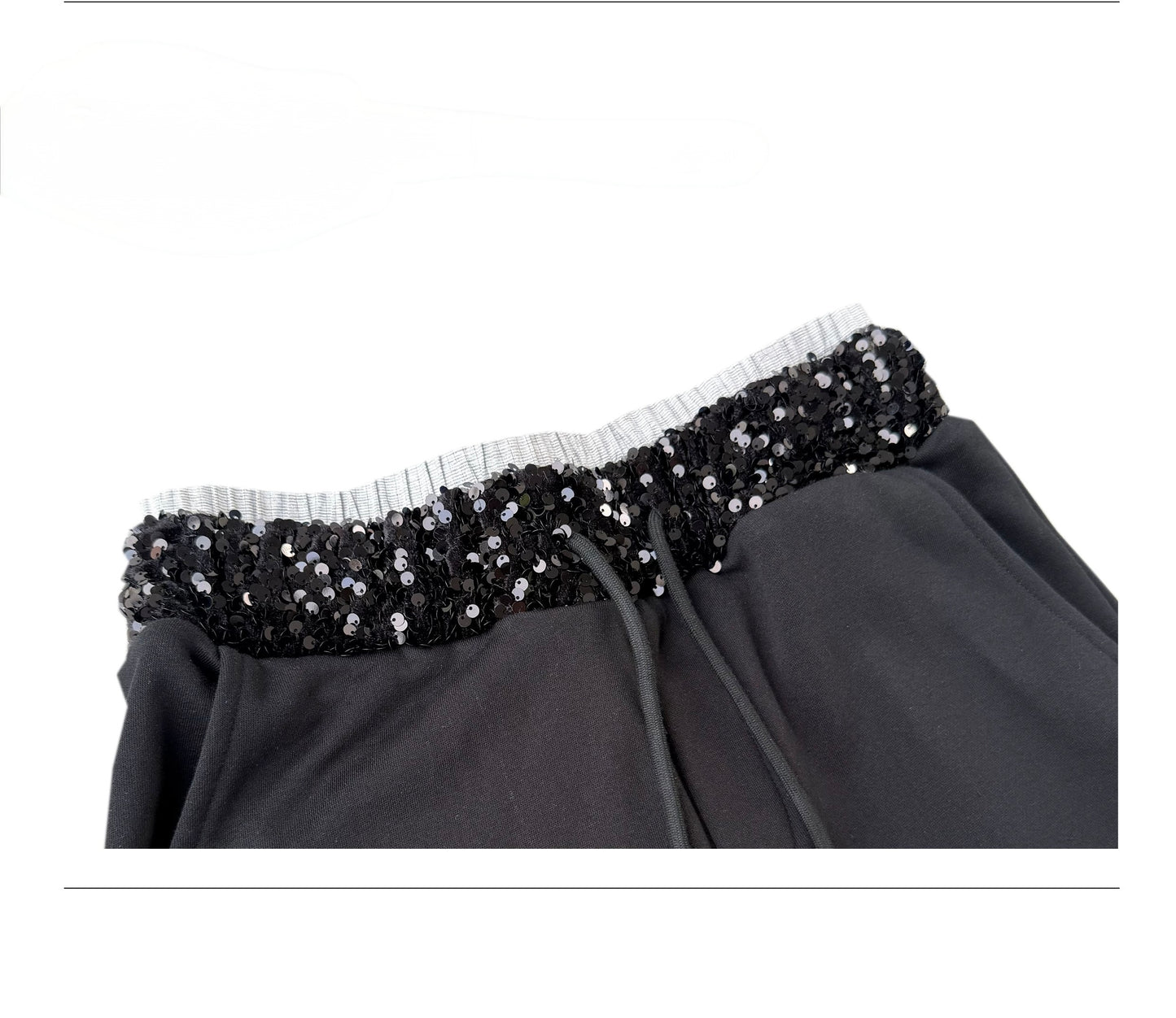 CHAI SS26 Heraldic Print Cargo Sweatpants - Sequin Waistband Multi-Pocket Joggers