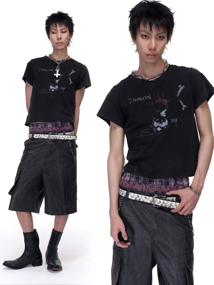 軽量ウォッシュコットン ドッググラフィックTシャツ