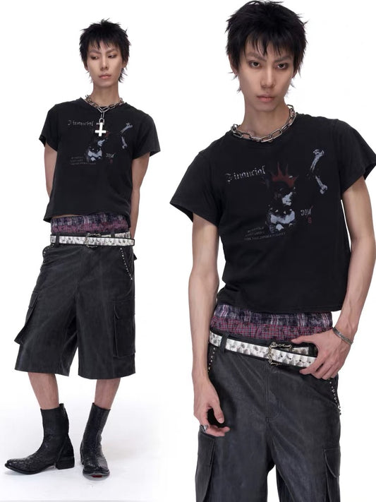 Lightweight Washed Cotton Dog Graphic T-Shirt