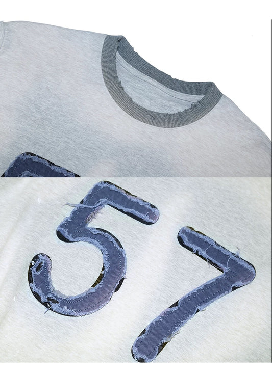 レトロカモフラージュパッチデストロイドレイヤードシャツ