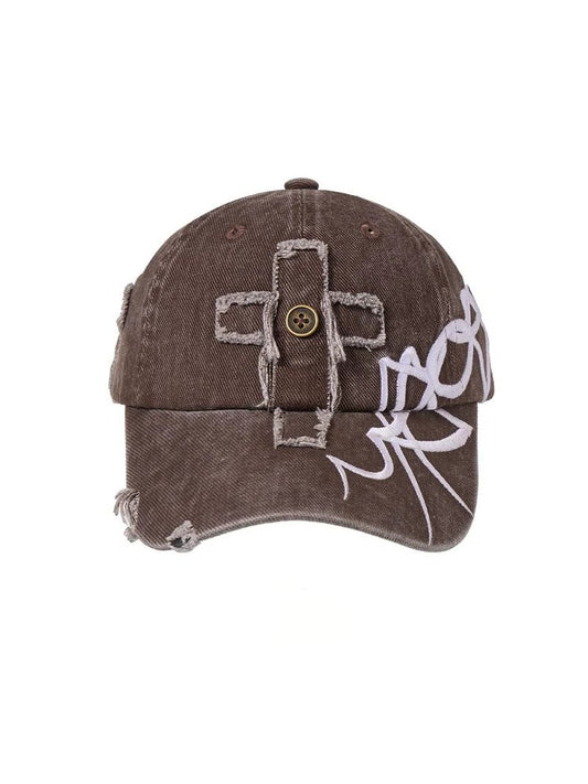 Cross Thorn Embroidery Retro Baseball Cap