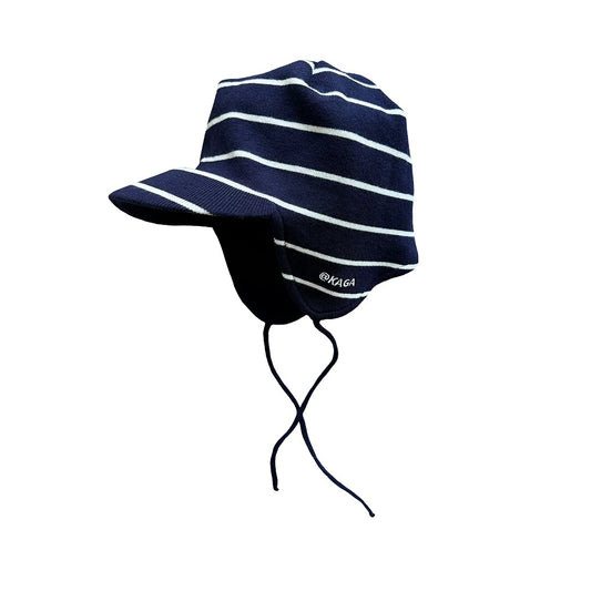 Unisex Short Brim Earflap Knit Beanie