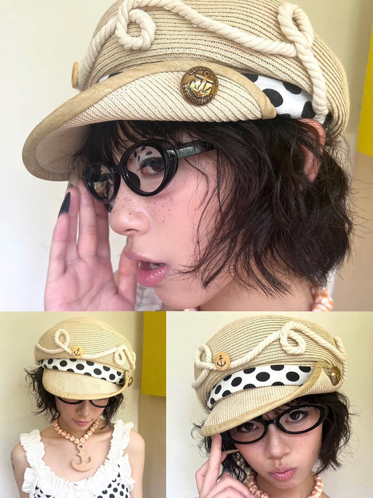Doechii Inspired Polka Dot Straw Hat