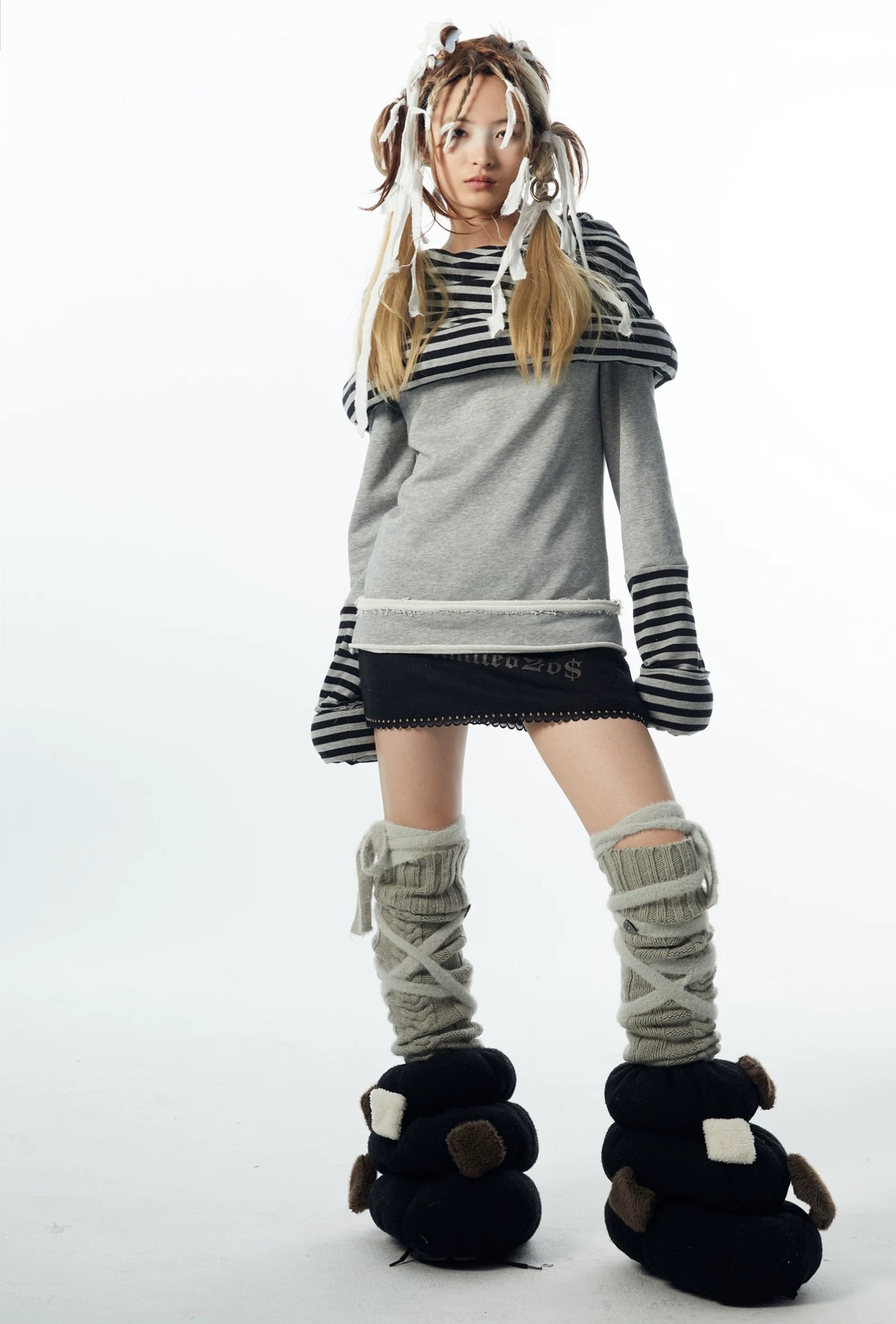 Tie-Up Wool Scrunch Socks