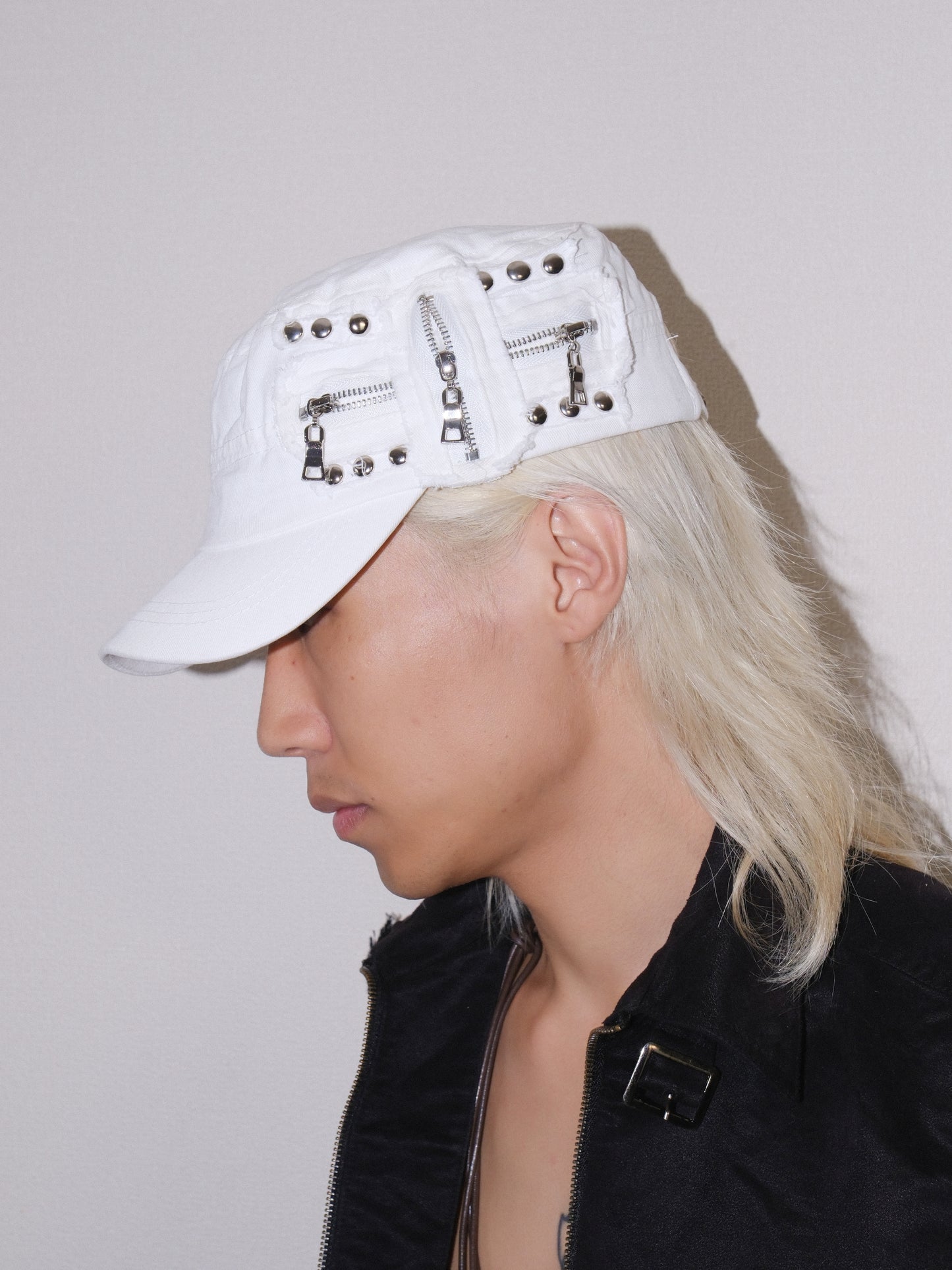 Y2K Metal Zipper Distressed Dad Hat