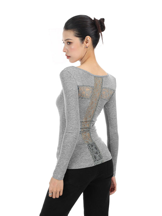 BIGGOLD Graphic Back Lace Cross T-Shirt - view 1
