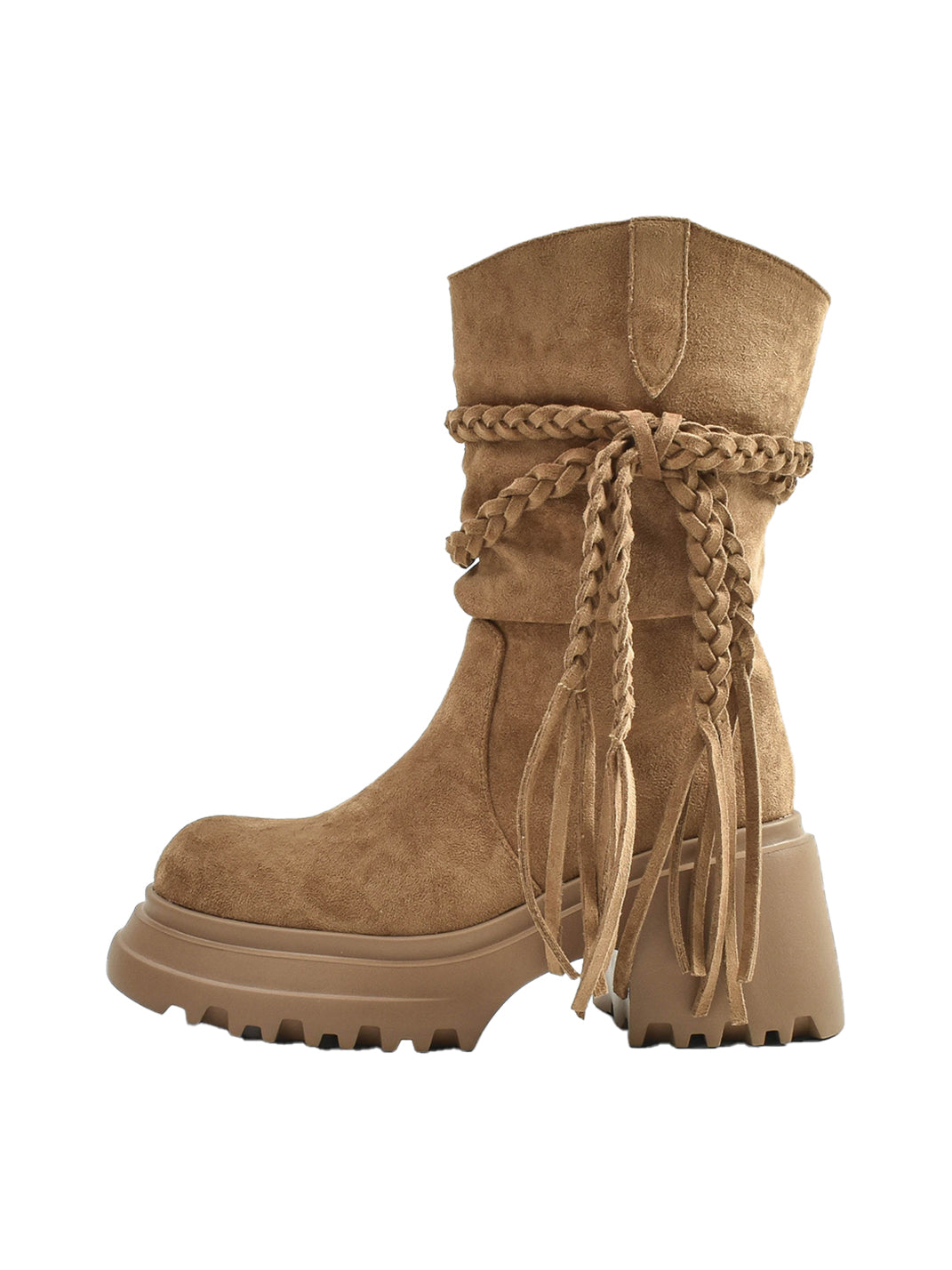 RONGRONG BABY Tassel V-Platform Calf Boots - Khaki