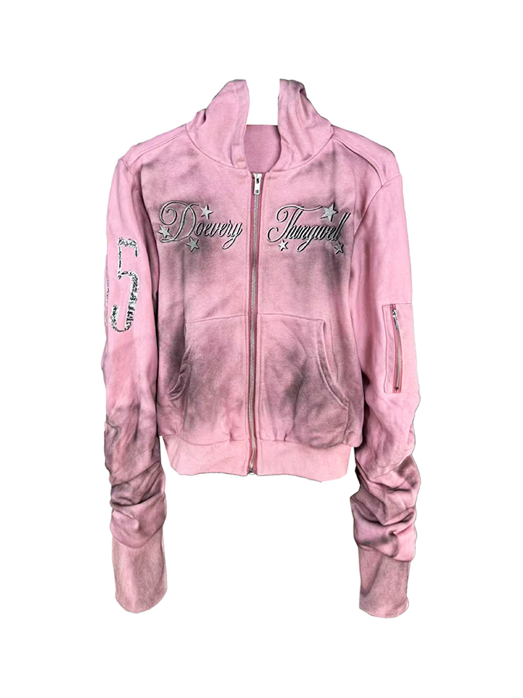 DETW Distressed Pink Zip-Up Hoodie - Pink
