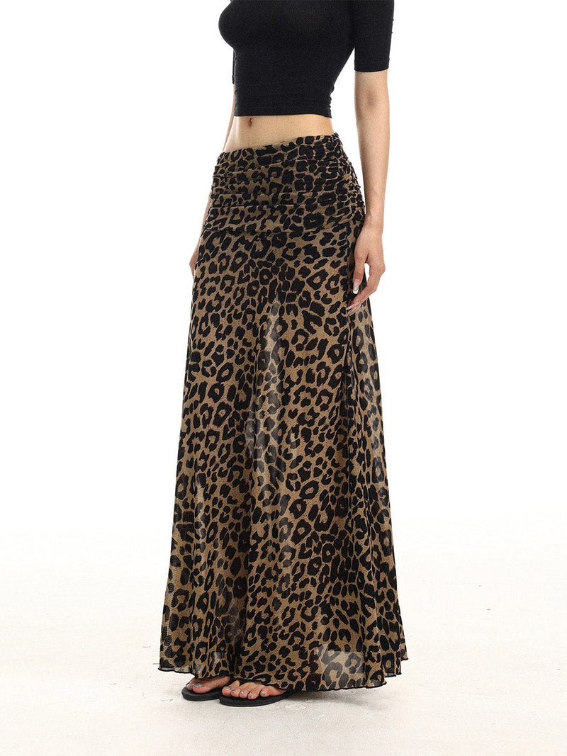 BIGGOLD Low-Waist Leopard Print Midi Skirt - view 1