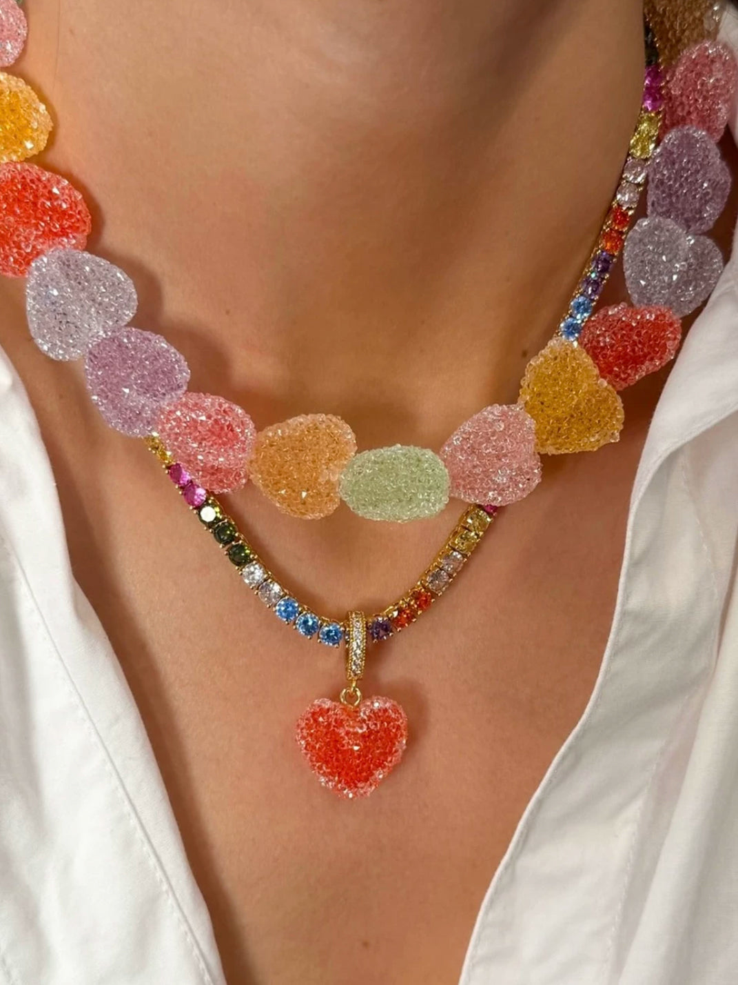 JM Gummy Candy Frosted Heart Bead Necklace - view 1