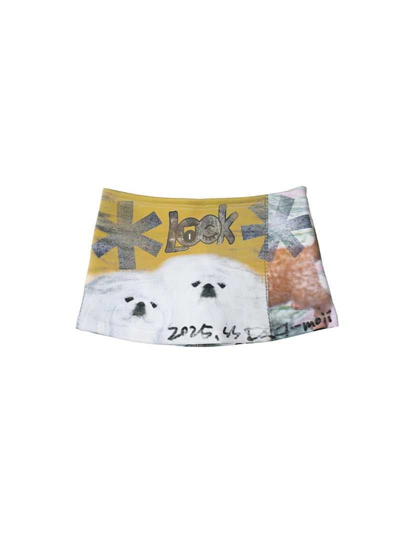 DeleteEX Dog Print Low-Waist Mini Skirt - Multicolor