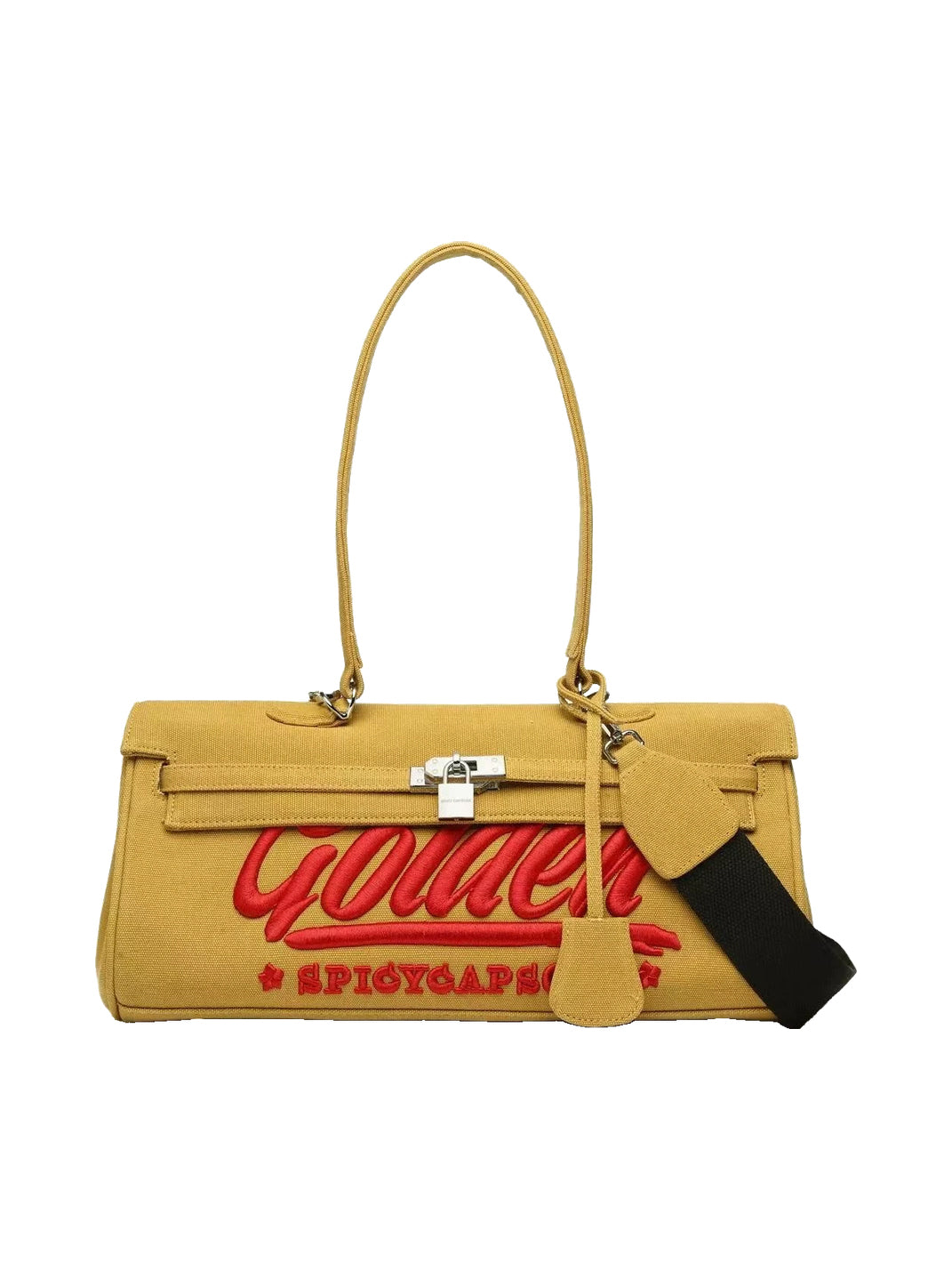 SpicyCapSoul 16-Ounce Embroidered Denim Top-Handle Handbag - Yellow
