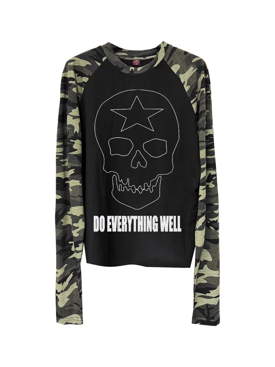 DETW Skull Camouflage Long-Sleeved T-Shirt - Black